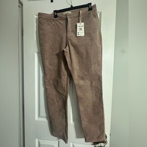 CHARLIE B Floral Textured mauve corduroy Pants NWT